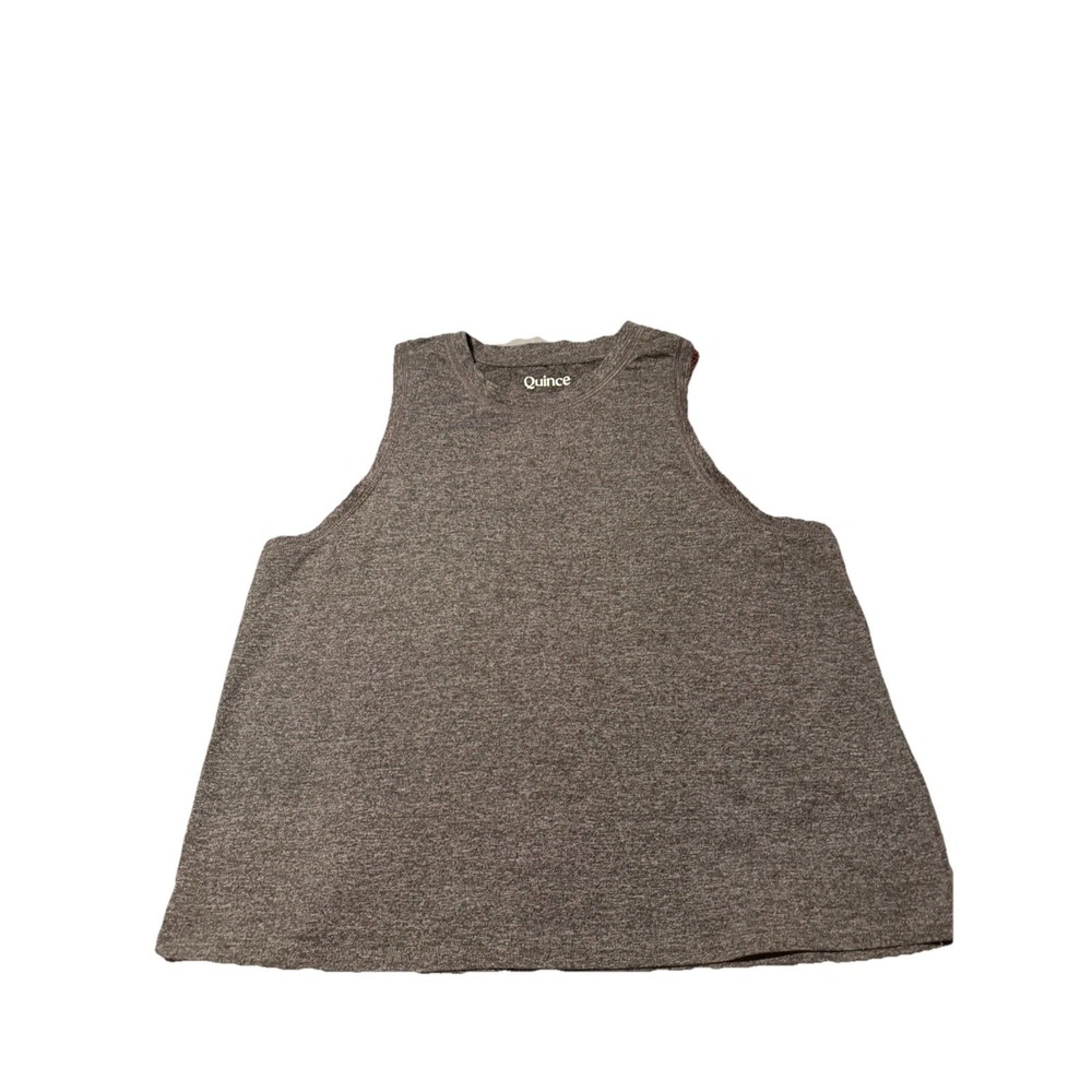 Quince Gray Sleeveless Tank Top L Recycled Polyester Stretch Minimalist Atleisue